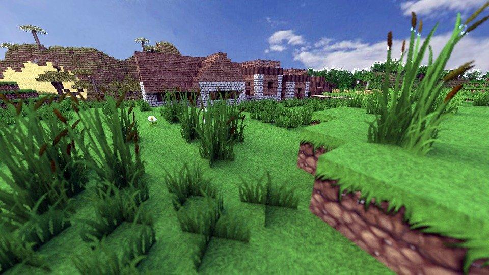 Minecraft, Render, Video Game, Grass, Village, House